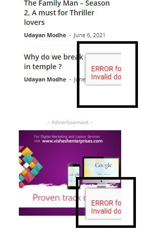 Error message while editing widgets